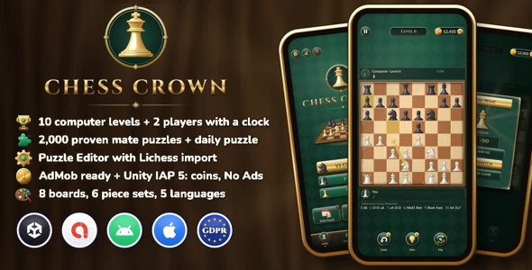 Chess Crown | Board Game with AI & Mate Puzzles - Unity Ready Project