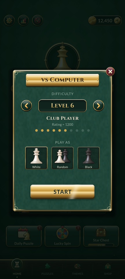 New game against the computer