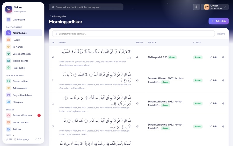 Azkar items