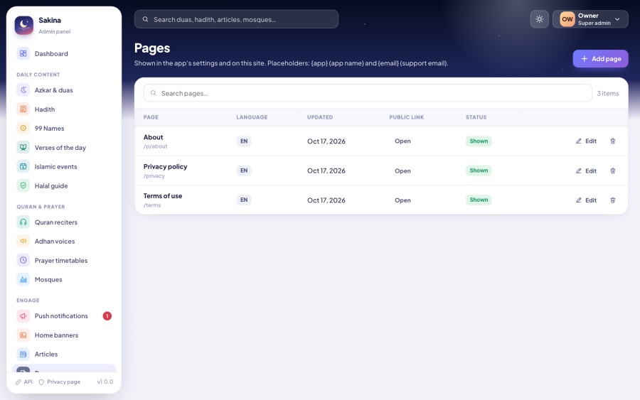 Pages