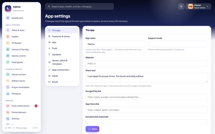 Settings app