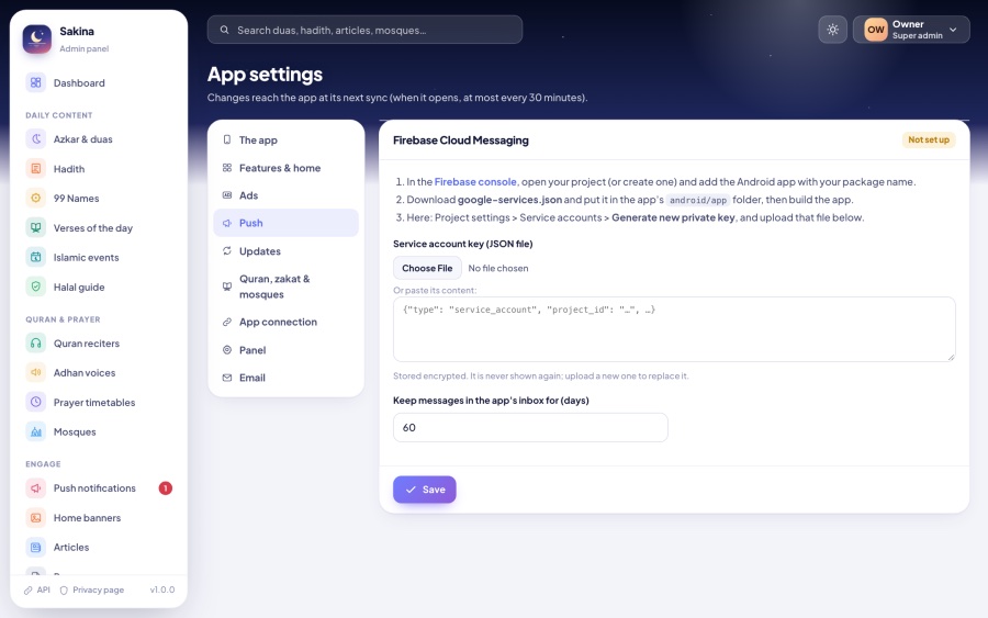 Push settings
