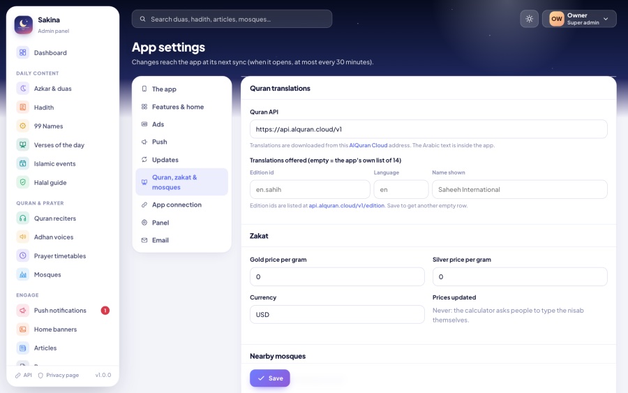 Settings services
